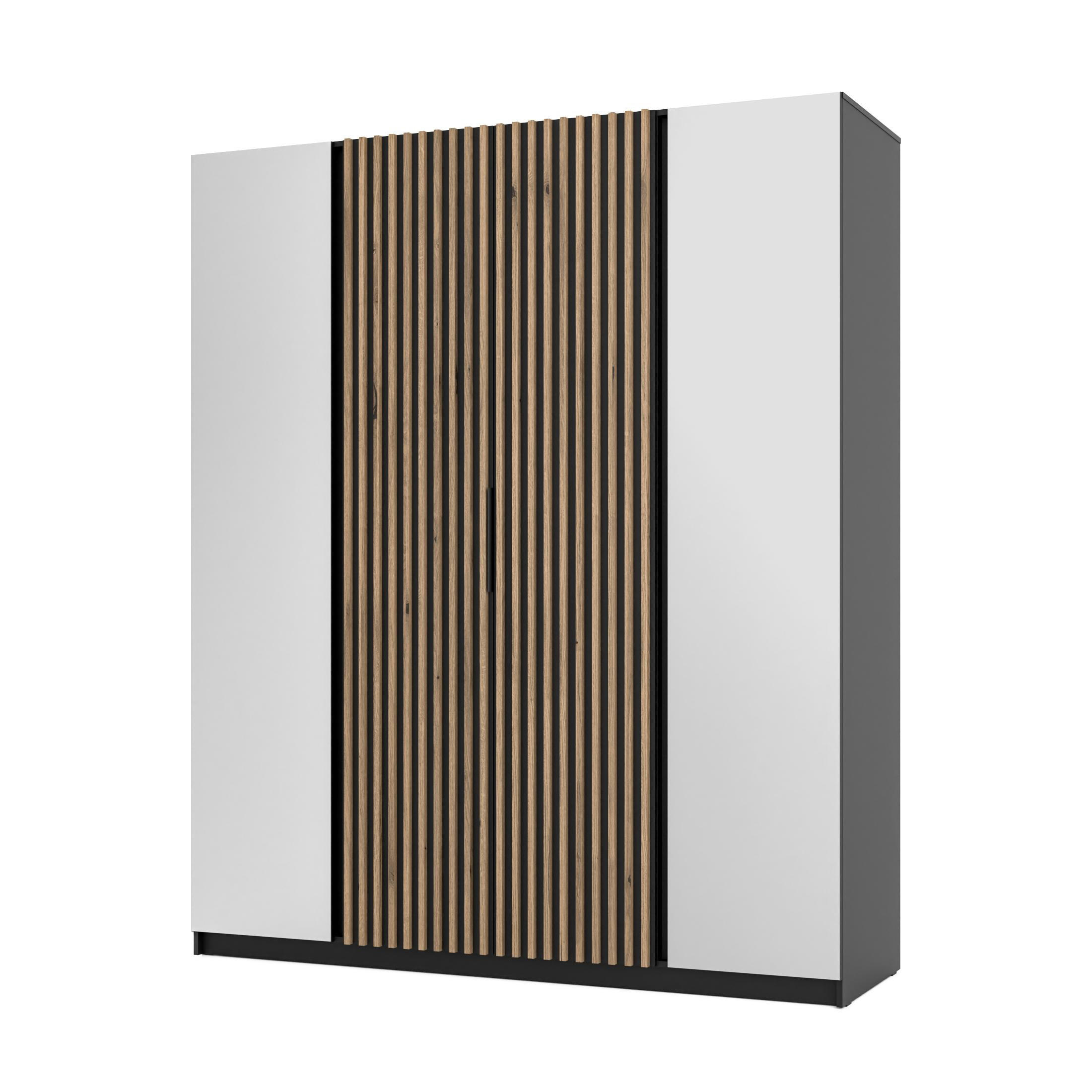 AX Living Kleiderschrank Schwarz 200x239x61.9 cm
