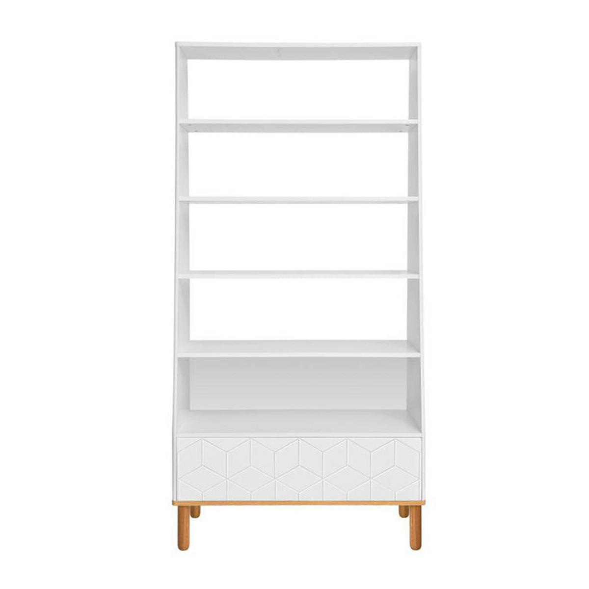 REGÁL NA KNIHY Biela a drevo - biela, kompozitné drevo (90/183/40cm) - Petits-meubles