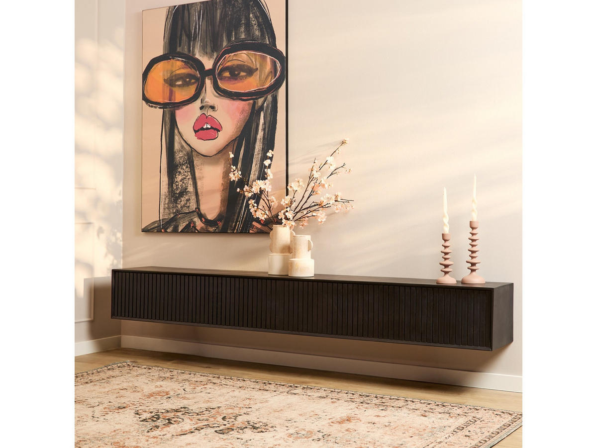 LOWBOARD Dimora Mangoholz 240 cm / 35 cm Schwarz - Schwarz, Holz (240/30/35cm) - Villa Möbel