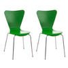 BESUCHERSTUHL Calisso, 2er Set mit Holzsitz und Metallgestell, Farbe: Grün - Chromfarben/Grün, Holz/Metall (42/85/47cm) - TPFLiving