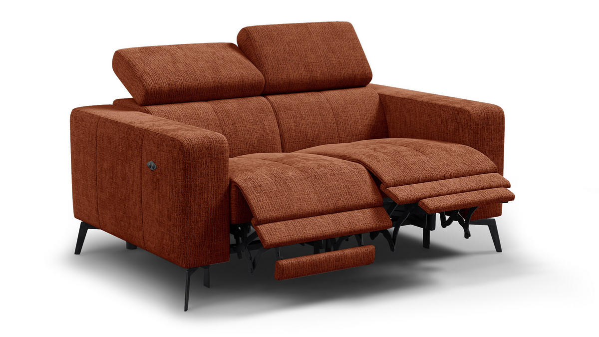 RELAXSOFA MORELLO 2-Sitzer, rostrot, 2 x Relax Zero Gravity - Orange, Holz/Textil (164/82/103cm) - Courtois Laville