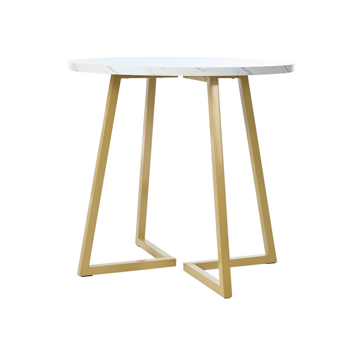 ESSTISCH 80x80x75 cm in Weiß aus MDF mit Marmormuster auf stabilem Metallgestell - Goldfarben, Holzwerkstoff (80/80/75cm) - Modfu