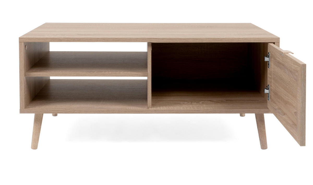 COUCHTISCH Eiche Sonoma, Bast-Dekor 100 cm, Wohnzimmertisch mit Ablage - Eichefarben/Sonoma Eiche, Holz/Holzwerkstoff (100/60/40cm) - Furn.Design