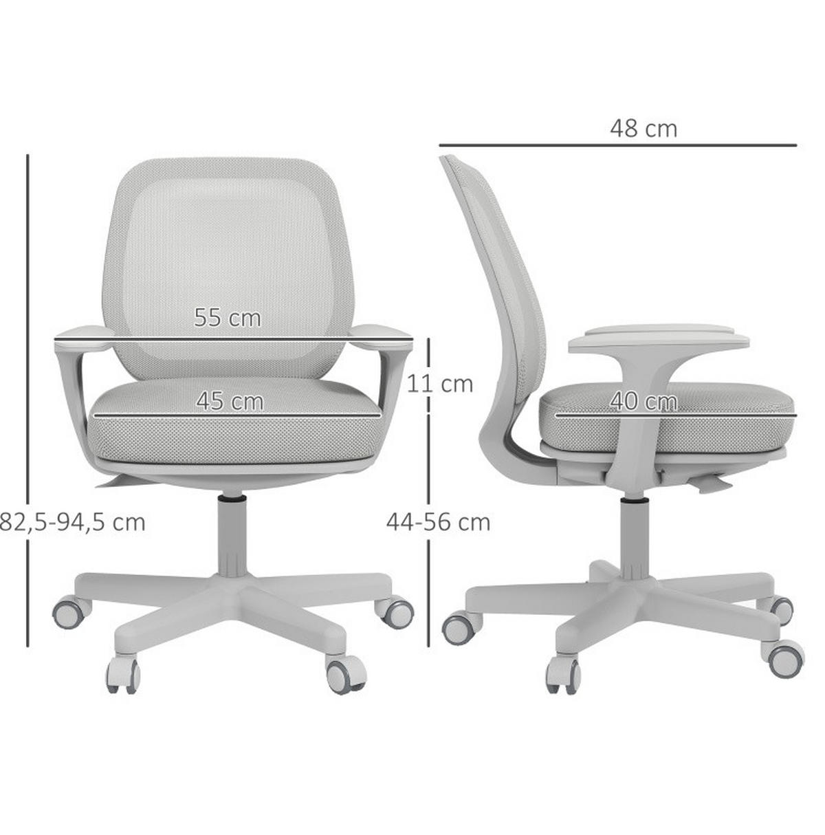 DREHSTUHL 55/82,5-94,5/48 cm Grau aus Polyester höhenverstellbar - Grau, Kunststoff (48/94.5/55cm) - OKMYHOME