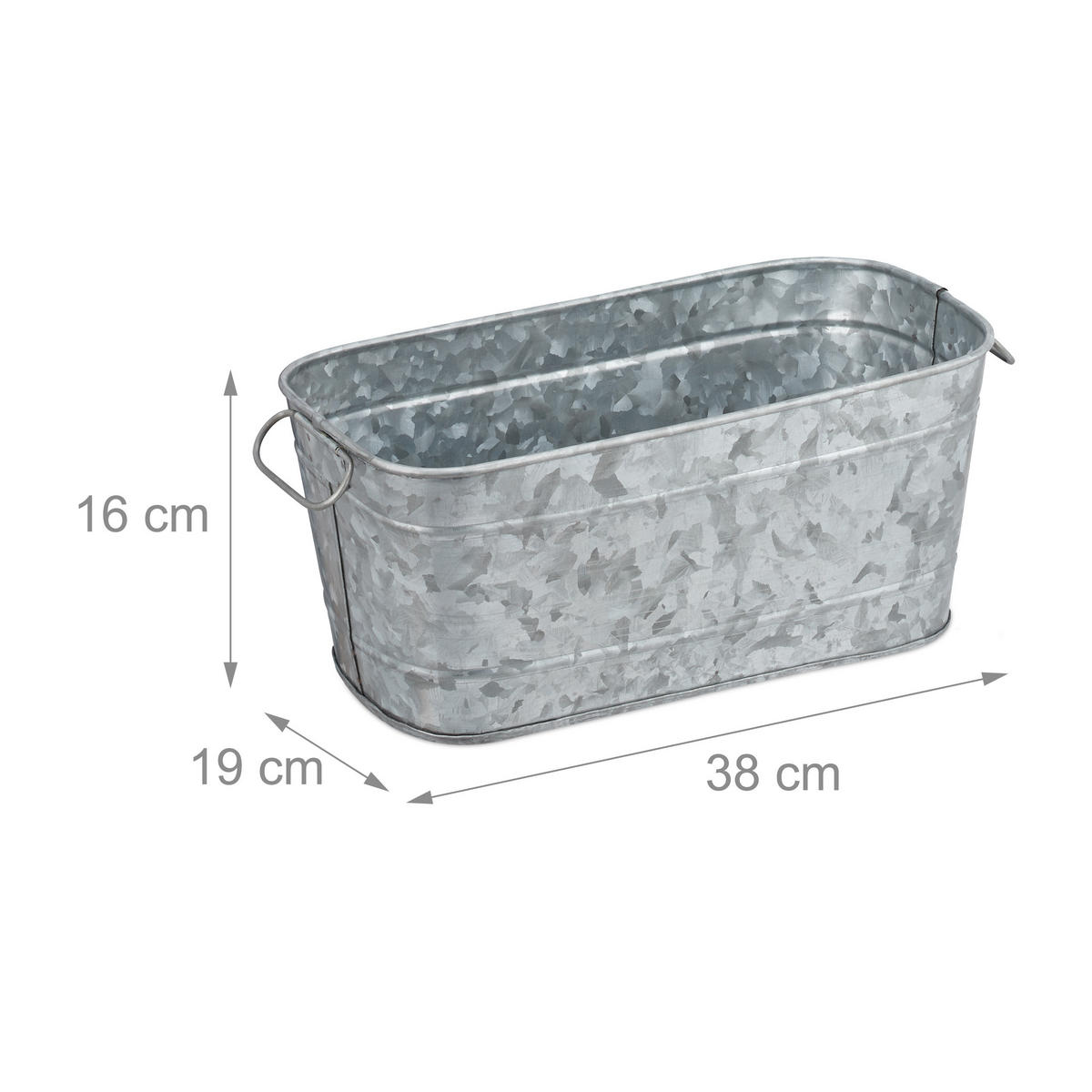 BLUMENKASTEN - Silberfarben, Metall (38/16/19cm) - Relaxdays