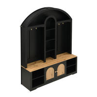 GARDEROBENSCHRANK mit Schuhregal 150 x 40 x 195 cm MDF Schwarz - Schwarz, Holzwerkstoff (40/195/150cm) - Beauniv