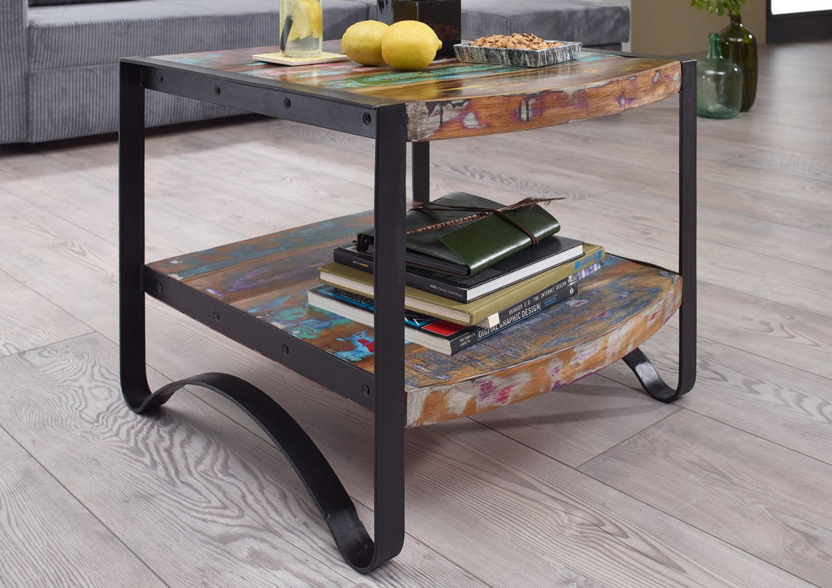 BEISTELLTISCH Altholz 60x60x50 lackiert INDUSTRIAL #46 - Multicolor, Holz (60/60/50cm) - Massivmoebel24