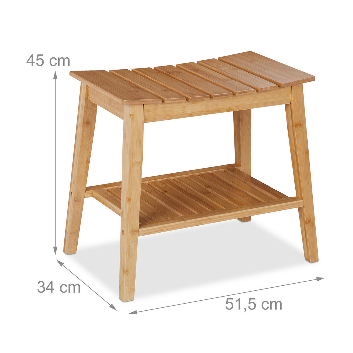 BADHOCKER - Hellbraun, Holz (51.5/45/34cm) - Relaxdays