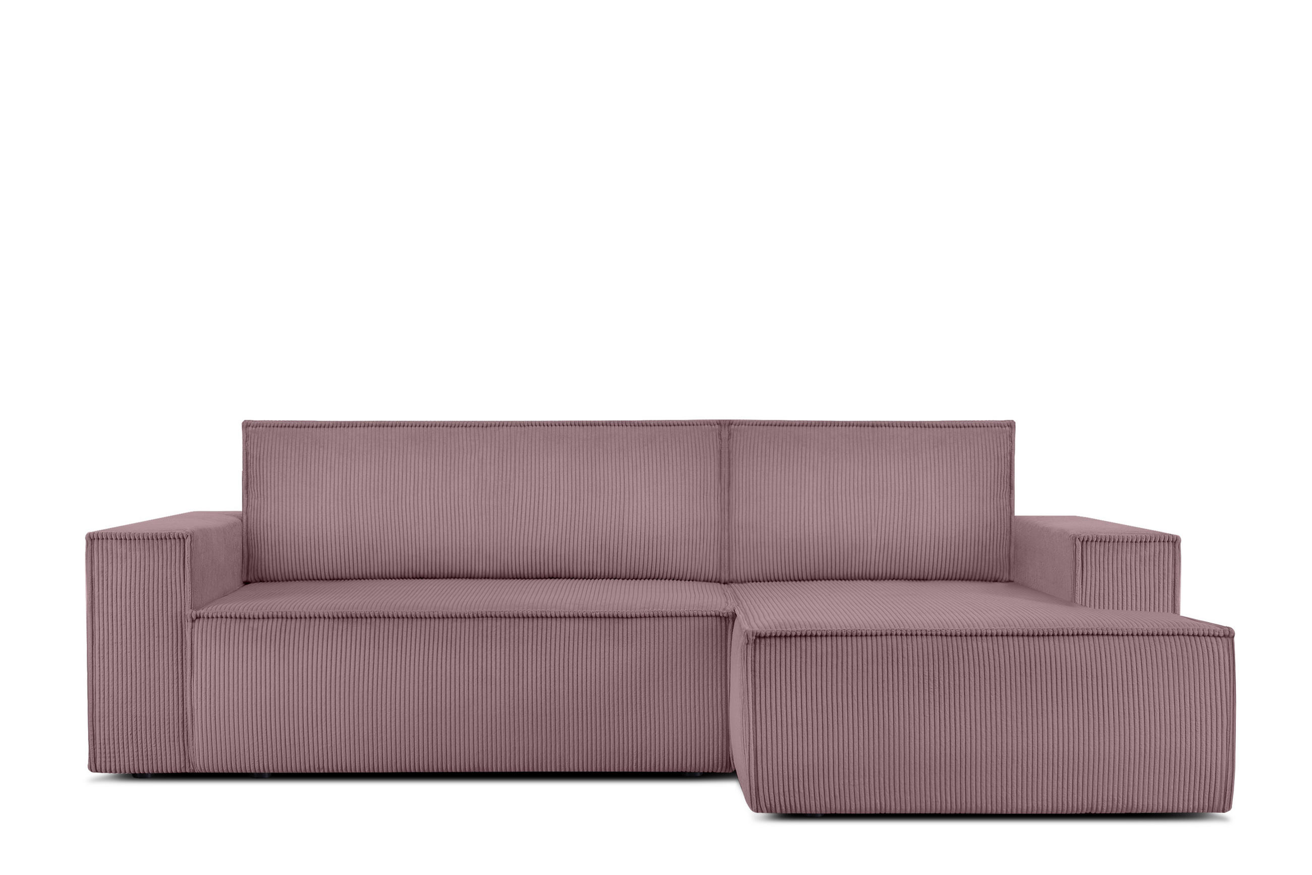 ECKSCHLAFSOFA-RECHTS NAPI in Pet Friendly Cord-Stoff, hellviolett - Violett/Schwarz, Textil (262/148cm) - KONSIMO®