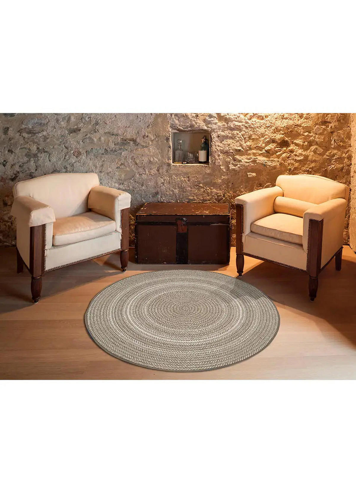 OUTDOORTEPPICH Taupe Silvana 120Ø cm - Taupe, Textil (120/120cm) - Atticgo
