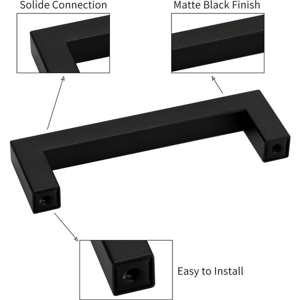MÖBELGRIFF Schwarz 10er-Set 128 mm Edelstahl - Schwarz, Metall (1/3/12.8cm)