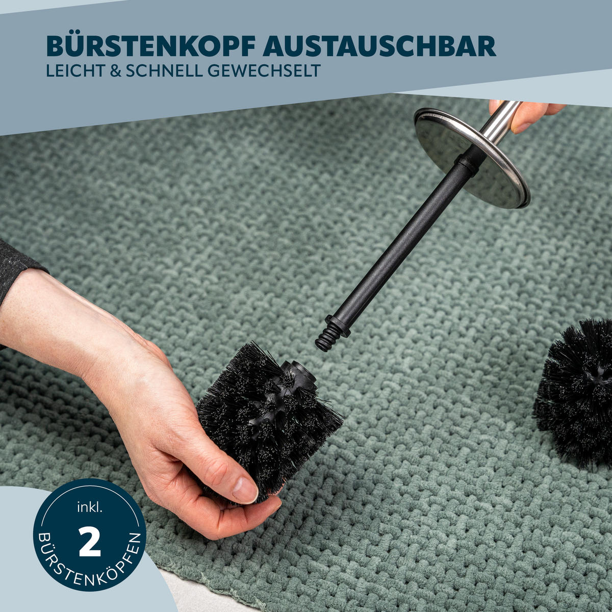 WC-GARNITUR inkl. Wandhalterung, Edelstahl - Edelstahlfarben, Metall (10/39/13.5cm) - bremermann