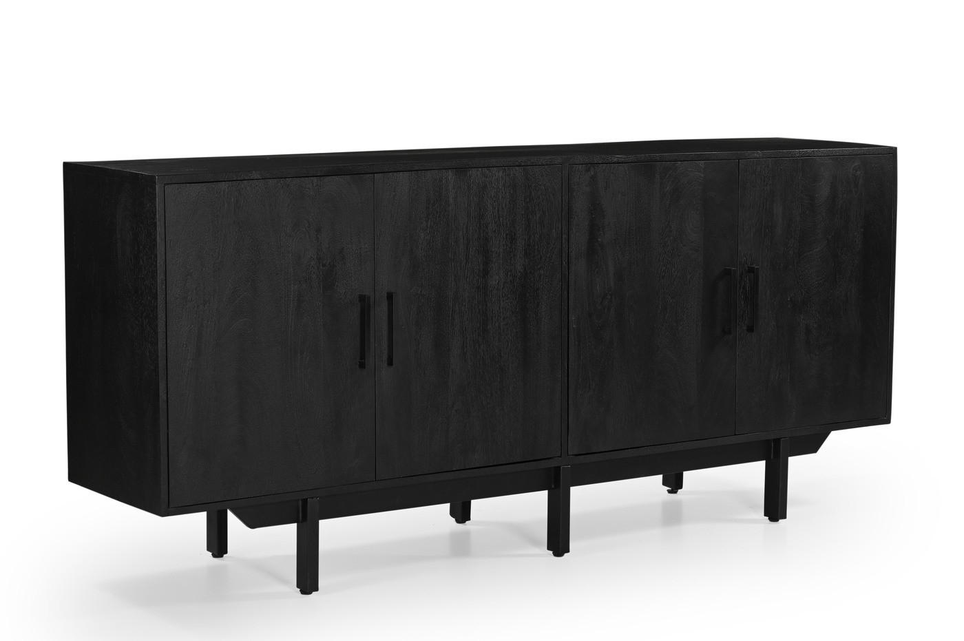 KOMMODE aus Mangoholz 180x40x80cm, schwarz - Schwarz, Holz (180/80/40cm) - Giga Meubel