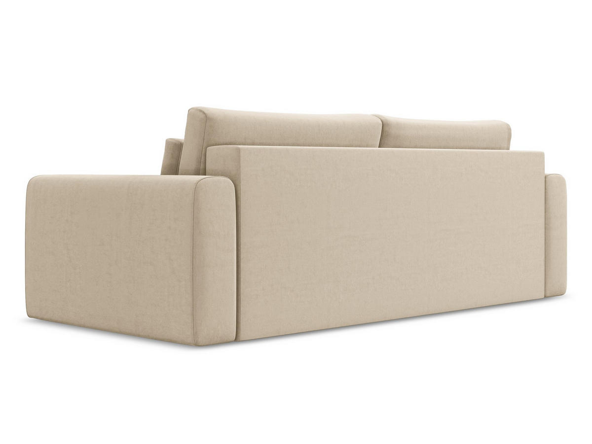 3-SITZER SOFA mit Schlaffunktion Samt Stoff Beige - Beige/Creme, Kunststoff/Textil (238/82/105cm) - Makamii