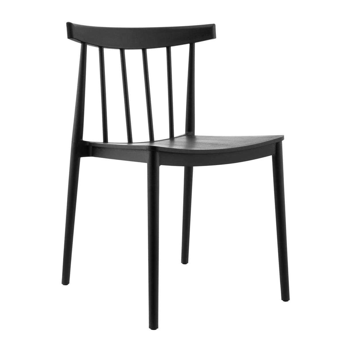 GARTENSTUHL 4-tlg., Schwarz - Schwarz, Kunststoff (50/76/51cm) - Oviala
