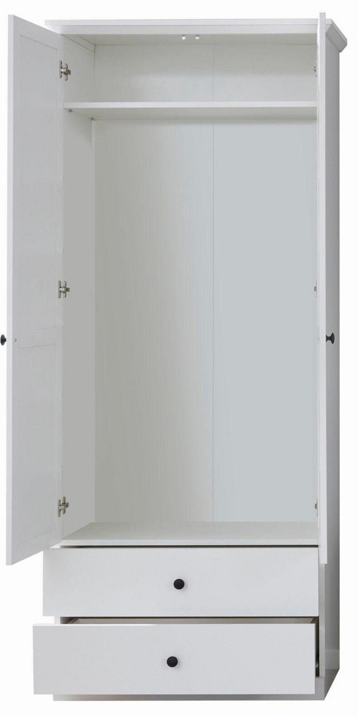GARDEROBENSCHRANK weiß 81 x 196 cm, Flurgarderobe mit Kleiderstange - Silberfarben/Weiß, Holzwerkstoff/Metall (81/196/41cm) - Top.Furn