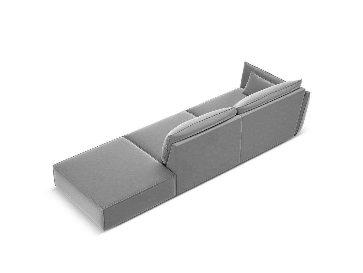 RECHTES-SOFA Kaelle aus Samt grau 4 Sitzplätze - Grau, Textil (110/85/264cm) - Micadoni