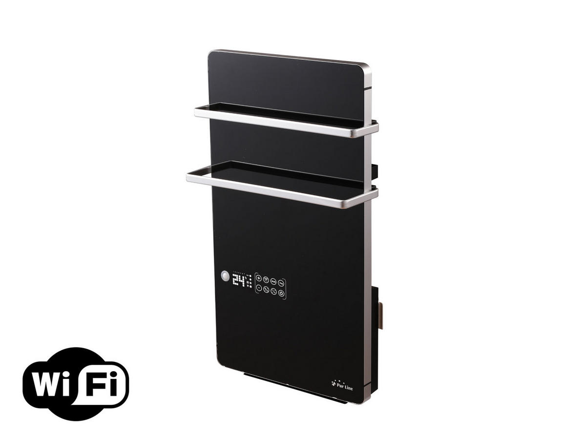 HANDTUCHTROCKNER Schwarz mit Elektrosystem und Wandhalterung 2000 W - Schwarz, Metall (46/80/17cm) - Purline