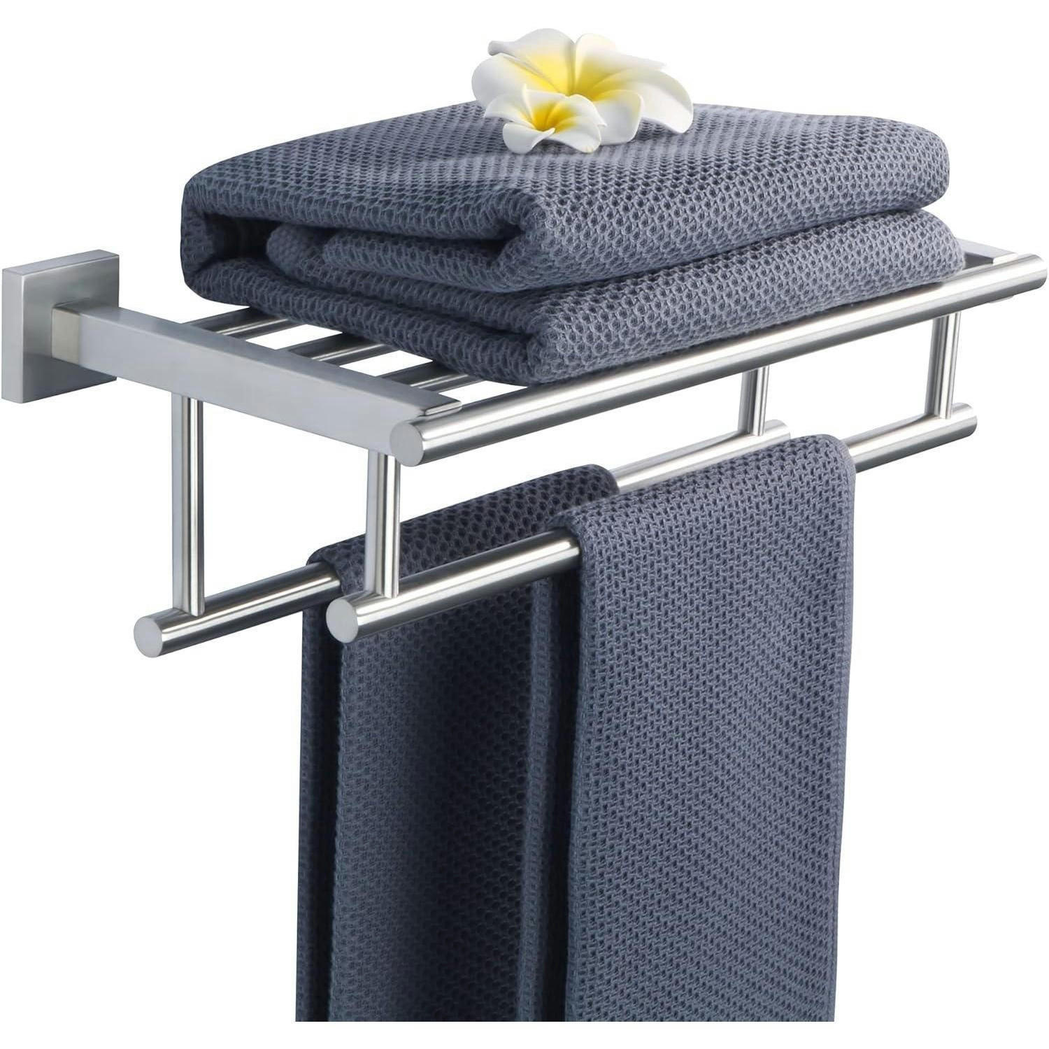 HANDTUCHHALTER Wand 40 cm Edelstahl Gebürstet mit Ablage - Grau, Metall (20/13/40cm)