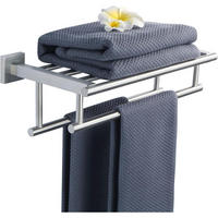 HANDTUCHHALTER Wand 40 cm Edelstahl Gebürstet mit Ablage - Grau, Metall (20/13/40cm)