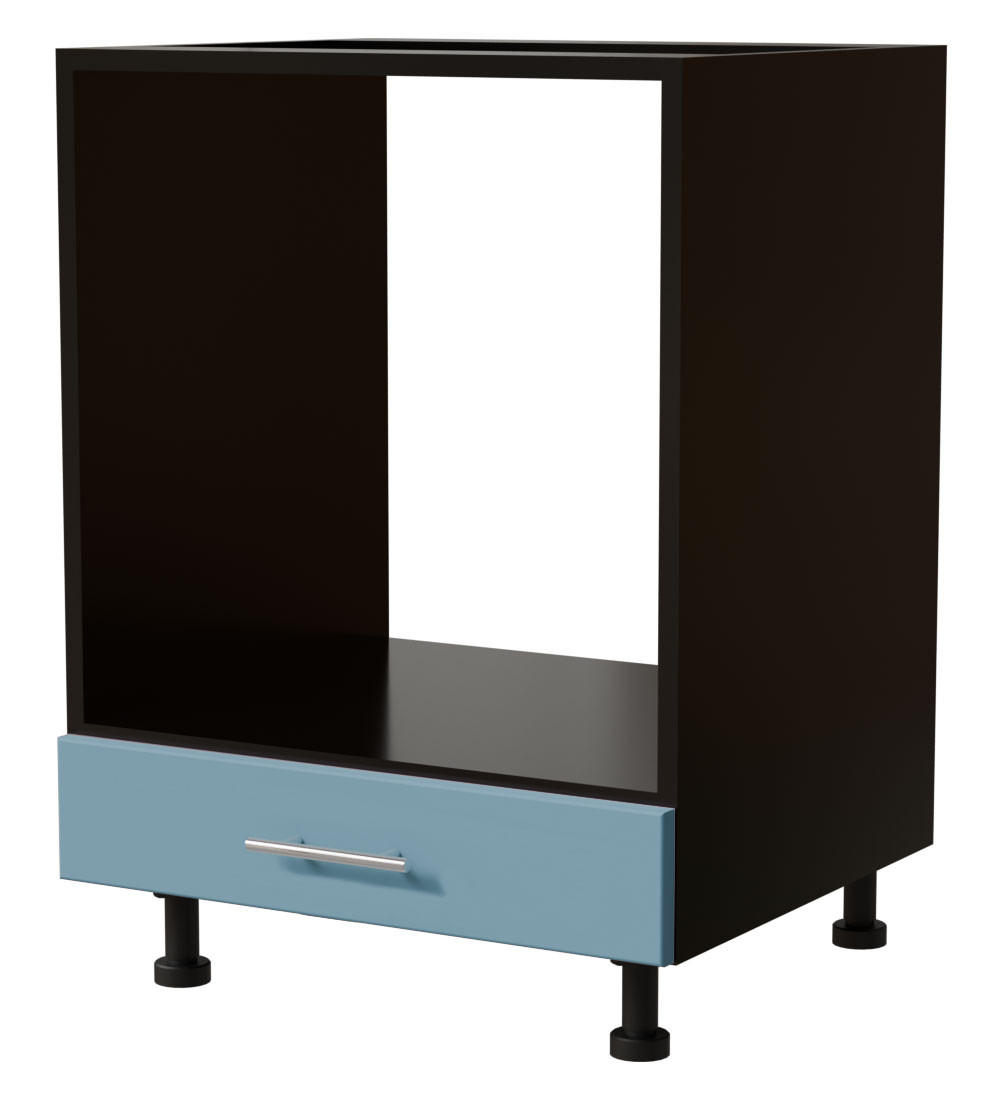 HERDUMBAUSCHRANK Bari D11K/60 Schwarz / RAL 5024 pastellblau 60 / 50 / 82cm - Blau/Schwarz, Holz/Holzwerkstoff (60/82/50cm) - Feldmann-Wohnen