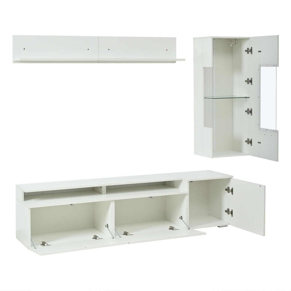 TV-ELEMENT 180/40/45 cm Weiß mit LED Beleuchtung (3 Stück) - Weiß, Holz (180/45/40cm) - Oxeza