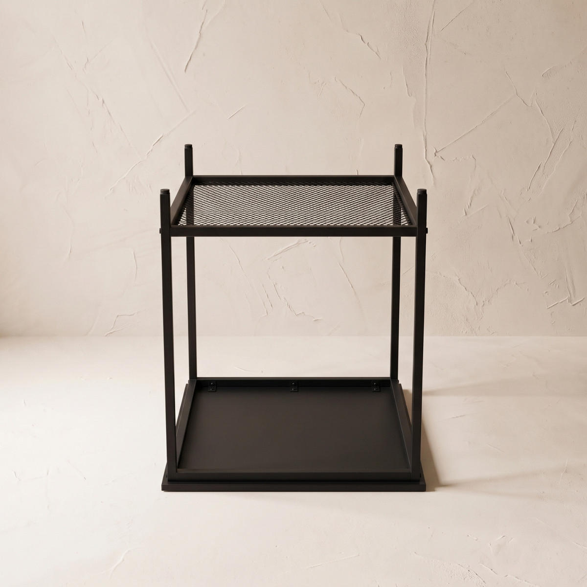 BEISTELLTISCH mit Gitterablage quadratisch Schwarz 45/45/55 cm - Schwarz, Metall (45/45/55cm) - SCENA LIVING