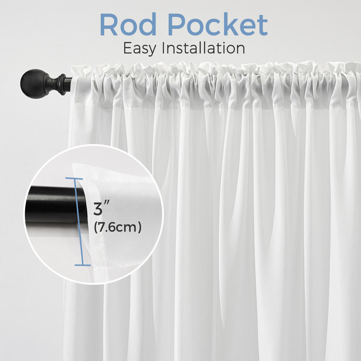 VORHÄNGE – Halbtransparent – Weiß – 132 x 182 cm – 2 Schals - Weiß, Textil (182/1/132cm)