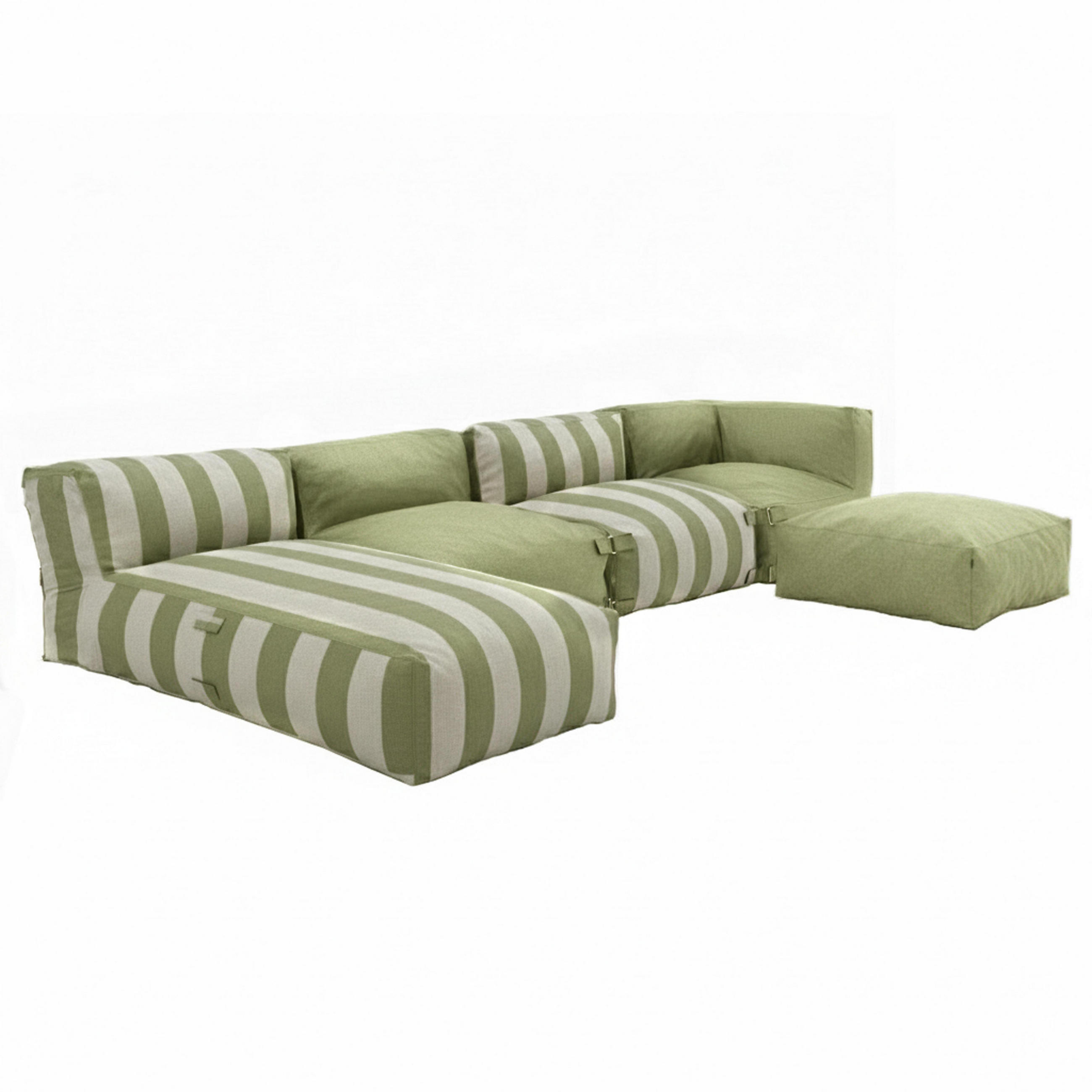 GARTENSOFA mit 5 Sitzplätzen, Kaktusgrün - Grün, Textil (85/65/340cm) - Oviala