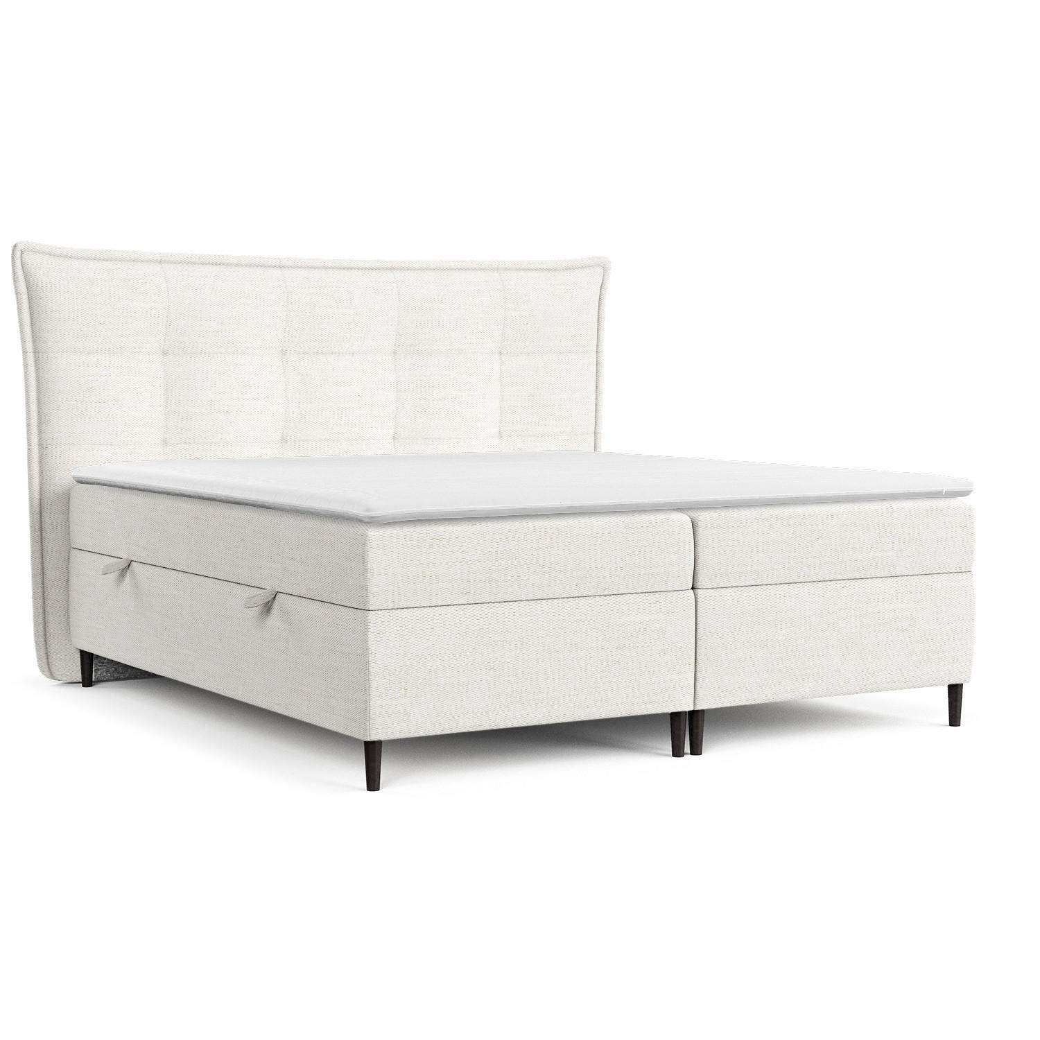 BOXBETT Sinai Creme 200/200 cm mit Taschenmatratze und Topper - Creme/Schwarz, Holz/Holzwerkstoff (200/200cm) - Maison de Reve