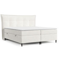 BOXBETT Sinai Creme 200/200 cm mit Taschenmatratze und Topper - Creme/Schwarz, Holz/Holzwerkstoff (200/200cm) - Maison de Reve