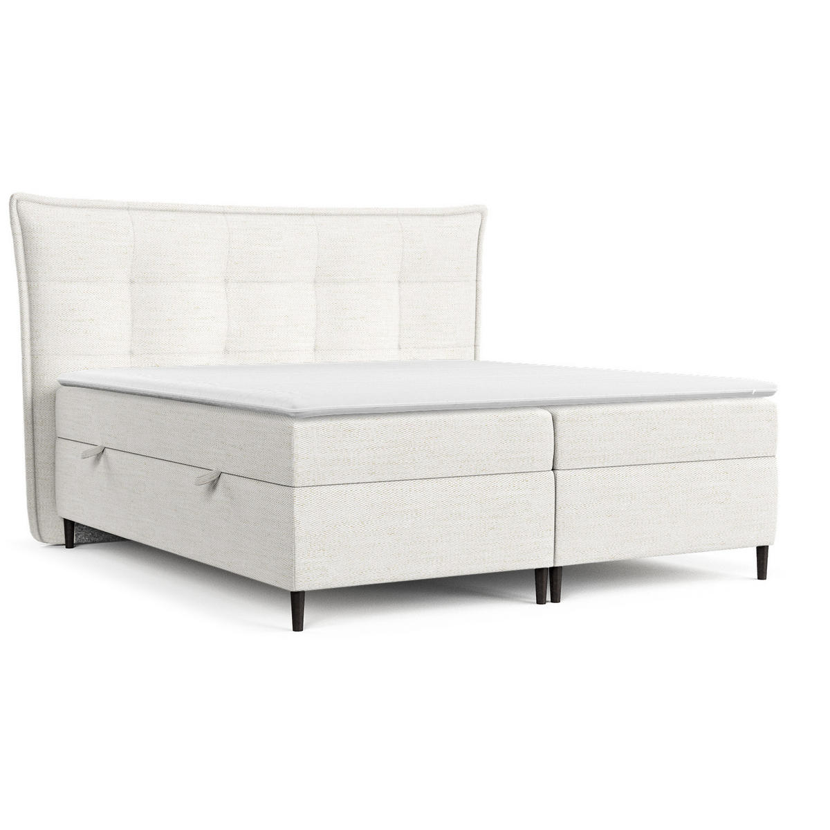 BOXBETT Sinai Creme 200/200 cm mit Taschenmatratze und Topper - Creme/Schwarz, Holz/Holzwerkstoff (200/200cm) - Maison de Reve