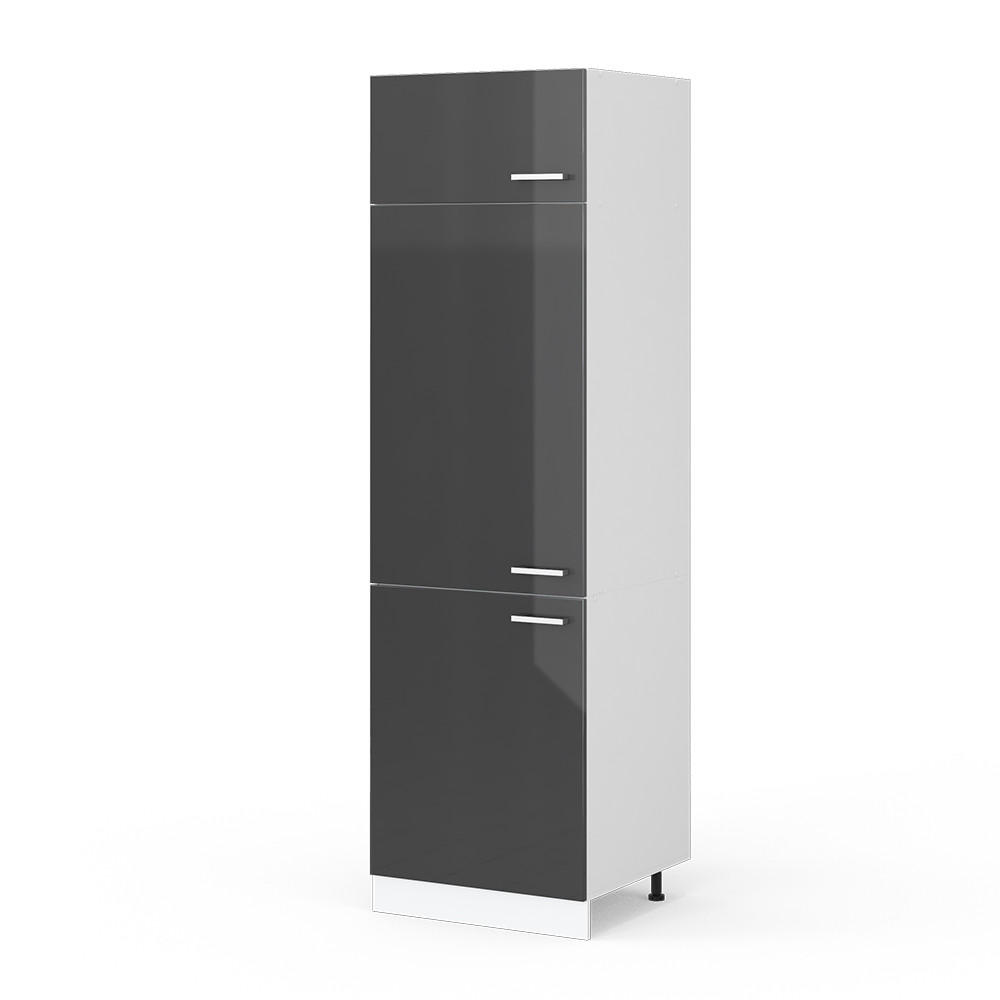 KÜHLUMBAUSCHRANK R-Line Anthrazit Hochglanz 60 cm - Schwarz Hochglanz/Anthrazit, Holzwerkstoff (60/206.8/57.2cm) - Vicco
