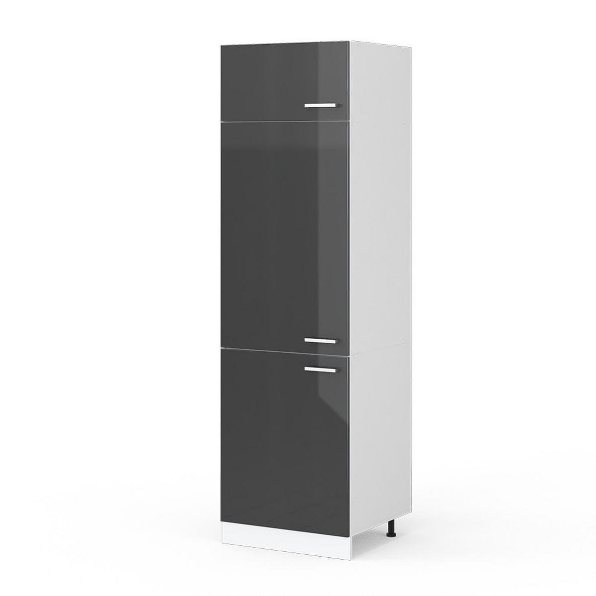 KÜHLUMBAUSCHRANK R-Line Anthrazit Hochglanz 60 cm - Schwarz Hochglanz/Anthrazit, Holzwerkstoff (60/206.8/57.2cm) - Vicco