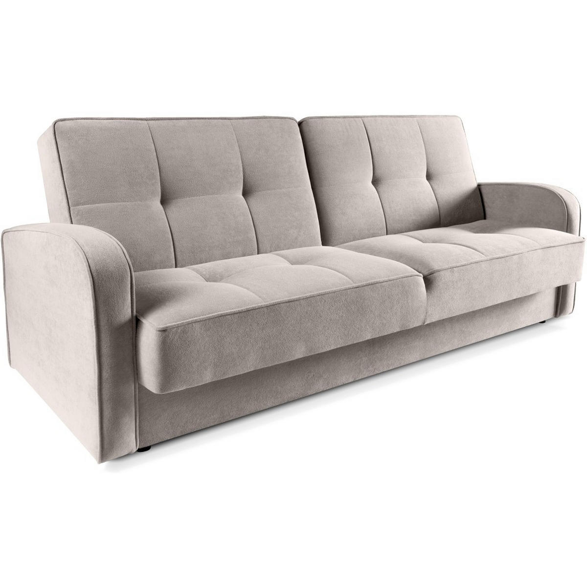 SCHLAFSOFA 3-Sitzer Pavo mit Bettkasten, Beige - Beige/Schwarz, Textil (222/90/93cm) - Beautysofa