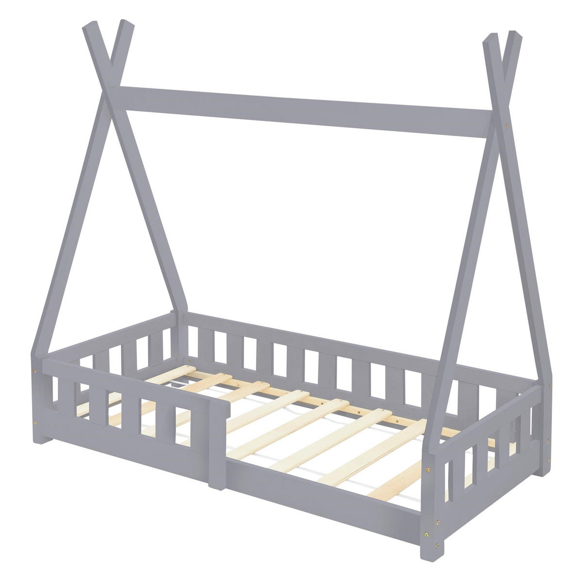 KINDERBETT Tipi 70x140 cm Hellgrau - Hellgrau, Holz (70/140cm) - ML-DESIGN