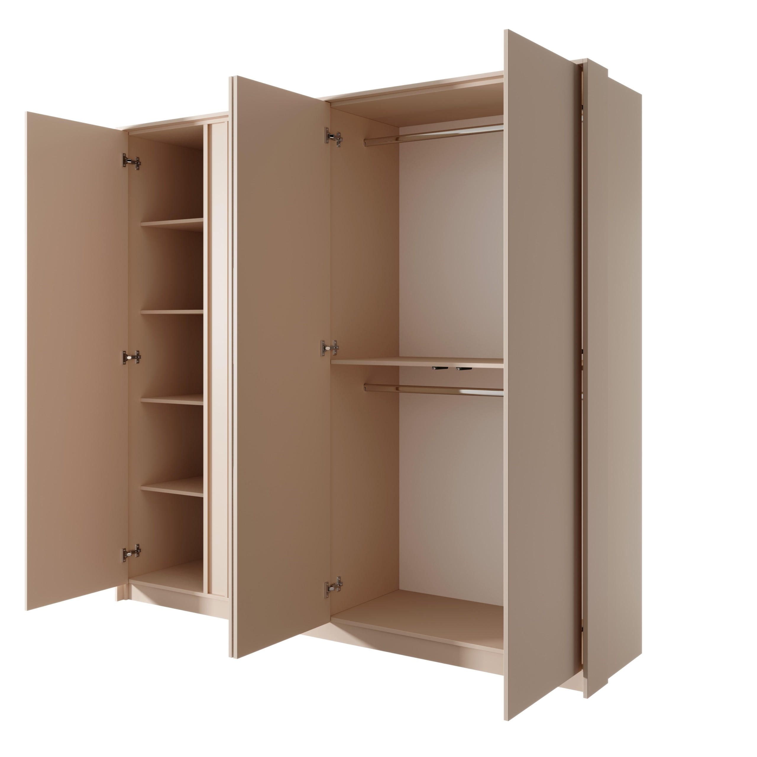 DREHTÜRENSCHRANK DASTINO 223,2/210/55,4 cm 4-türig mit Spiegel Beige - Beige, Holzwerkstoff (223.2/210/55.4cm) - MASSENO