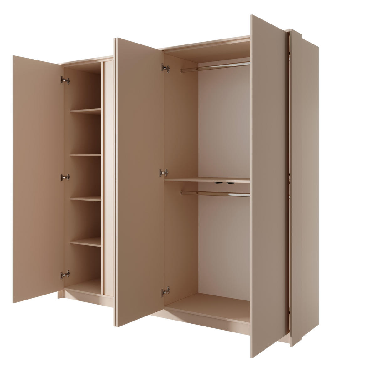 DREHTÜRENSCHRANK DASTINO 223,2/210/55,4 cm 4-türig mit Spiegel Beige - Beige, Holzwerkstoff (223.2/210/55.4cm) - MASSENO