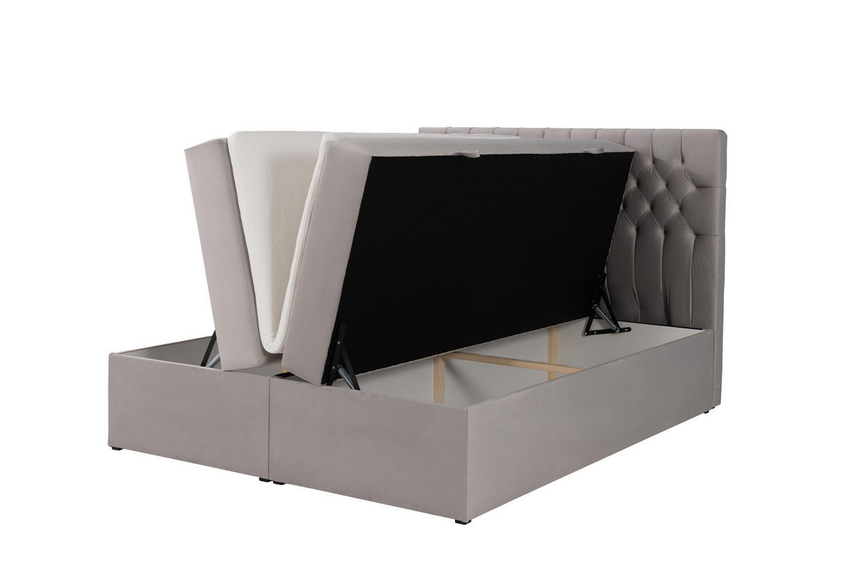 BOXSPRINGBETT LAVIDO mit Topper und Bettkasten, Hellgrau, 140x200 cm - Hellgrau, Textil (140/200cm) - KS Home Concept