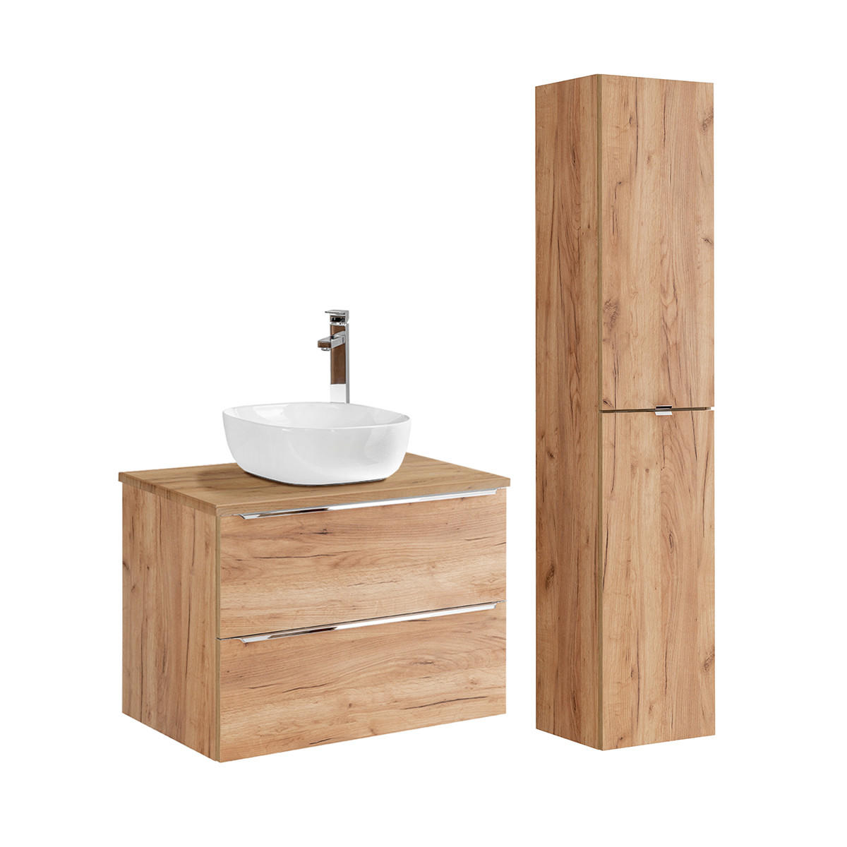 BADMÖBEL 80.4cm April 2er-Set Holz - Braun, Holzwerkstoff (80.4/59/46cm) - Petits-meubles