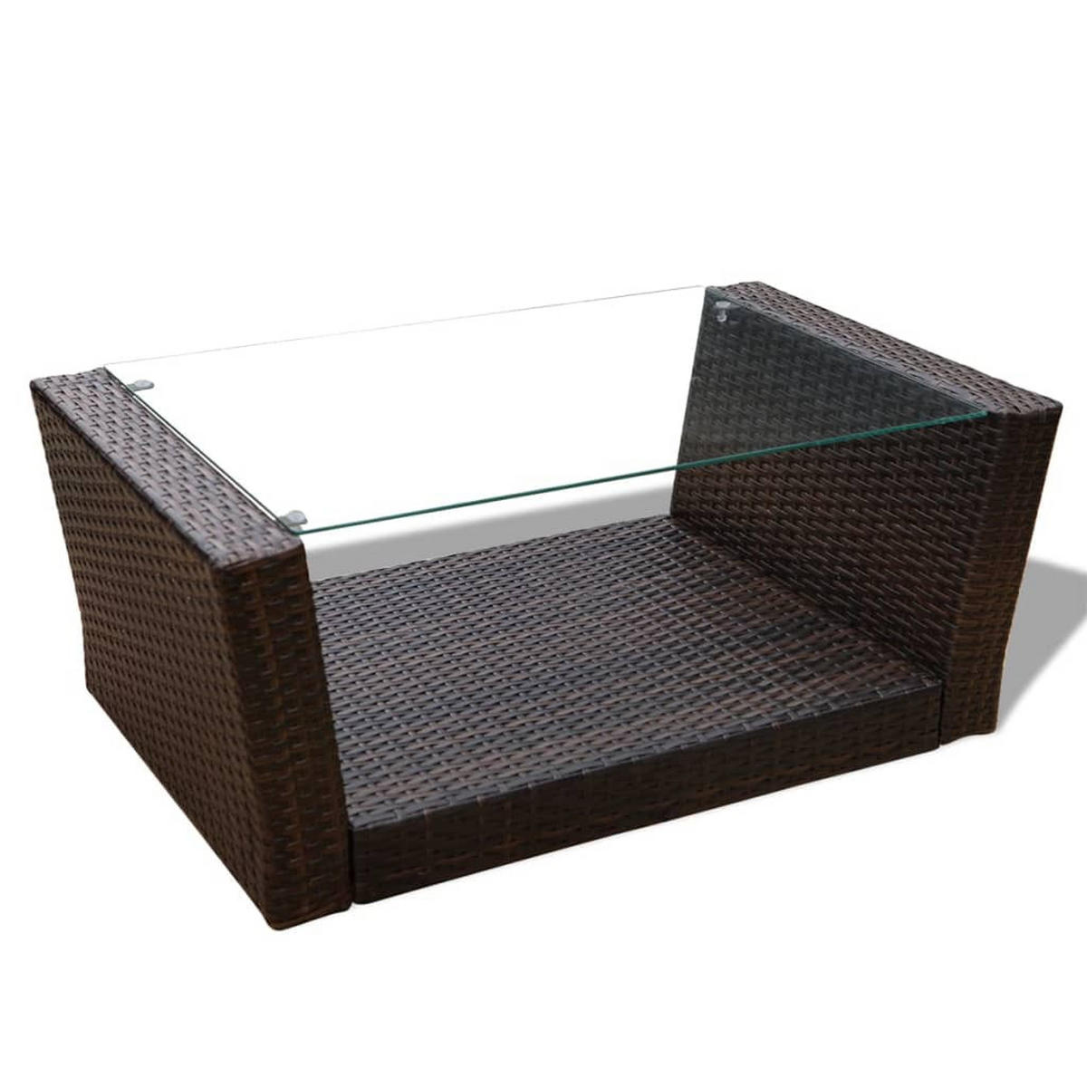 GARTEN-LOUNGE-SET 4-teilig Mit Kissen Poly Rattan Braun - Creme/Braun, Kunststoff/Textil - vidaXL
