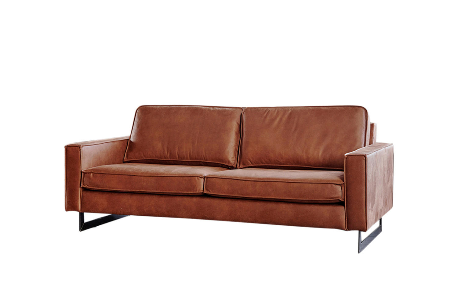SOFA VILNIUS Braun Kunstleder - Dunkelbraun/Schwarz, Textil (166/85/99cm) - KAWOLA