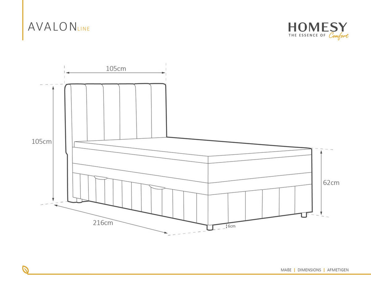 BOXBETT AVALON 100 x 200 cm mit Bettkasten und Topper - Dunkelgrün - Dunkelgrün, Holz - Homesy