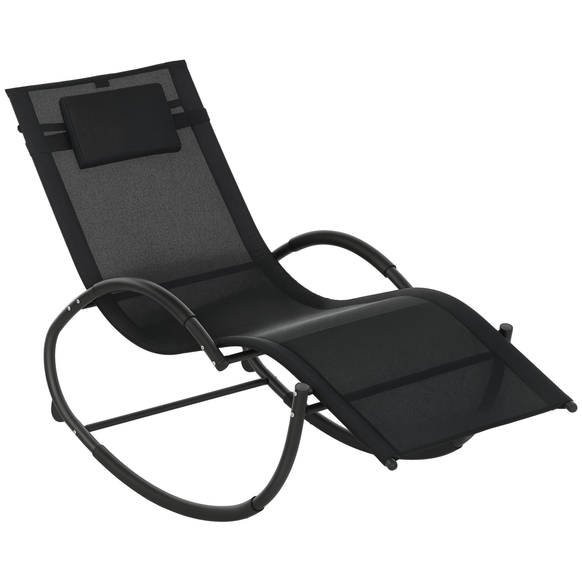GARTENLIEGE DE-06968 inkl. Kopfstütze, bis 120 kg Schwarz - Schwarz, Textil/Metall (61/88/155cm) - ComfortXL