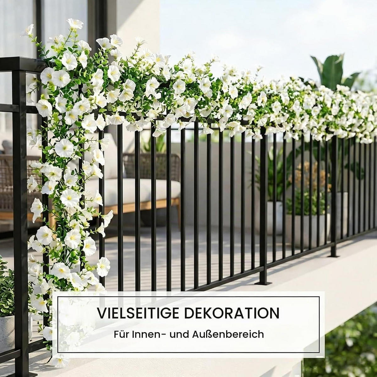 BLUMENGIRLANDE 2 Stück 1.8 m Weiß - Weiß, Kunststoff (180cm)