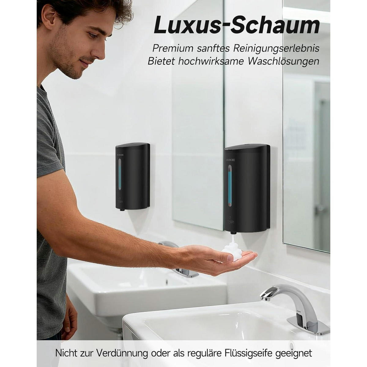 SCHAUMSEIFENSPENDER AIKE FoamCore Edelstahl Matt Schwarz - Schwarz, Metall (10.9/10.8/22.1cm)