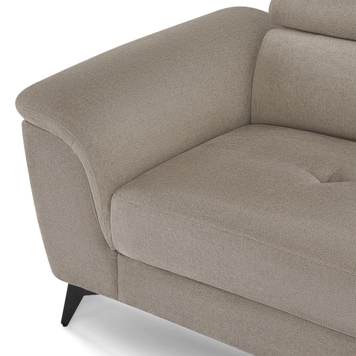 ECKSOFA Webstoff Beige - Beige/Schwarz, Textil/Metall (290/95cm) - Furnhouse