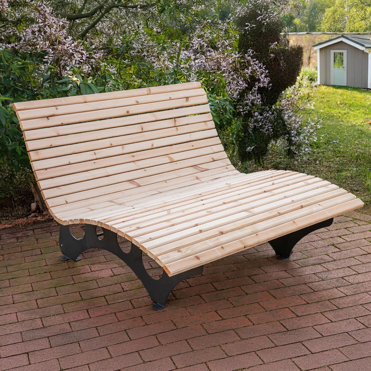 WELLENHOLZLIEGE TAIGA - Naturfarben, Holz (148/105/152cm) - Home Deluxe