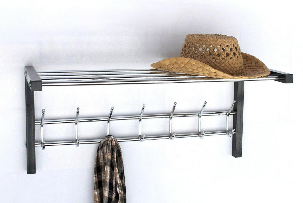 WANDGARDEROBE mit Hutablage 70cm - Schwarz, Metall (70/32/30cm) - DanDiBo