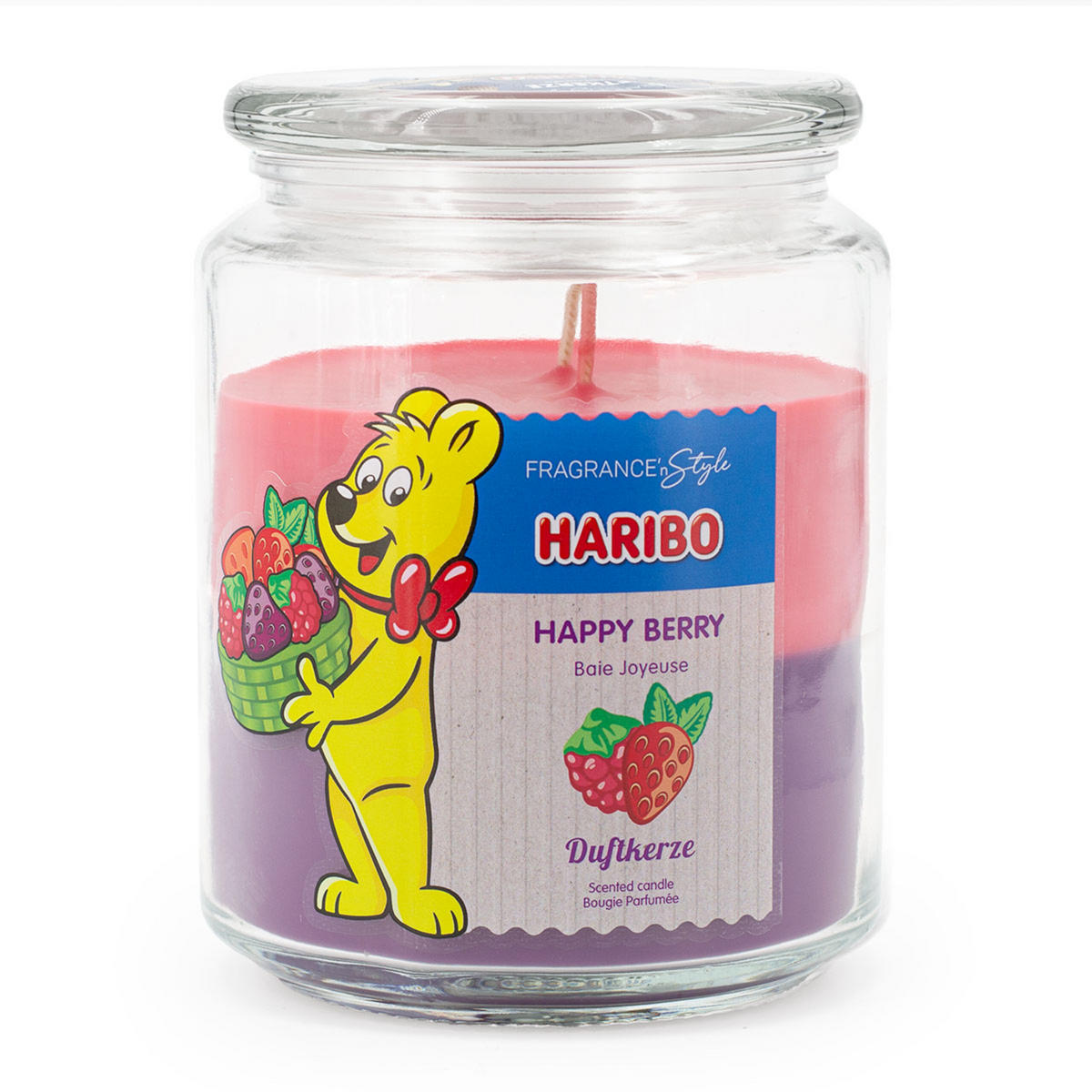 DUFTKERZE Haribo - Lila/Weinrot, Naturmaterialien/Glas (13cm)